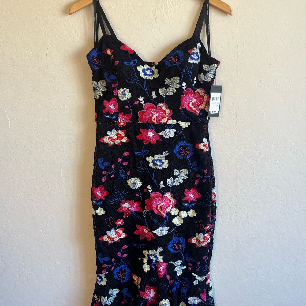 Floral Embroidered Black Dress